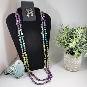 ✨3/ $30💎 2-STRAND SEA BEAD MATINEE NECKLACE SET